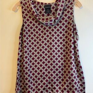 Covington Red Sleeveless Boxy Tank Top with Bib Collar